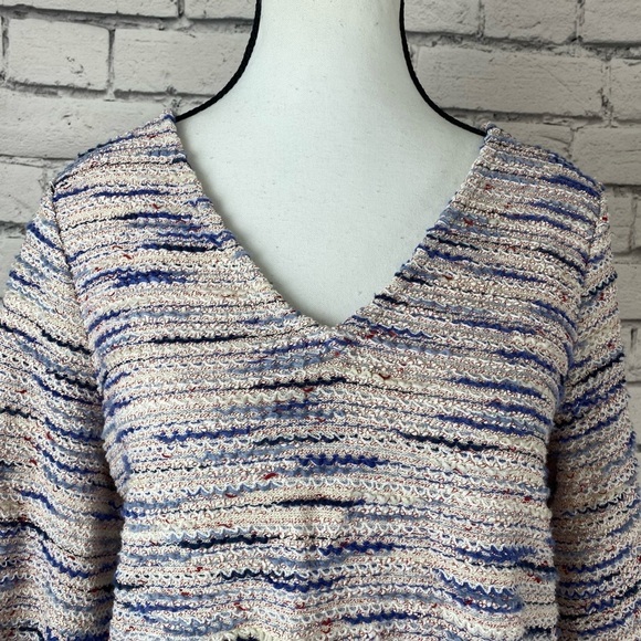 Madewell Pink Purple Marl Knit Lightweight Crop V Neck Boho Sweater size Medium - Picture 4 of 11